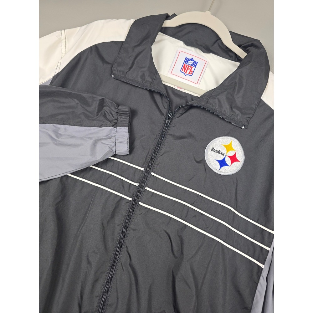 NFL Pittsburgh Steelers Windbreaker Jacket Mens XL G-III Black Grey 62GB9194